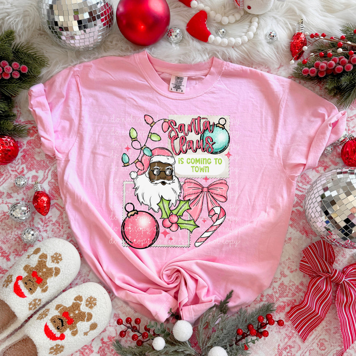 Santa Claus is coming to town stamps (dark skin tone) exclusive DTF Transfer