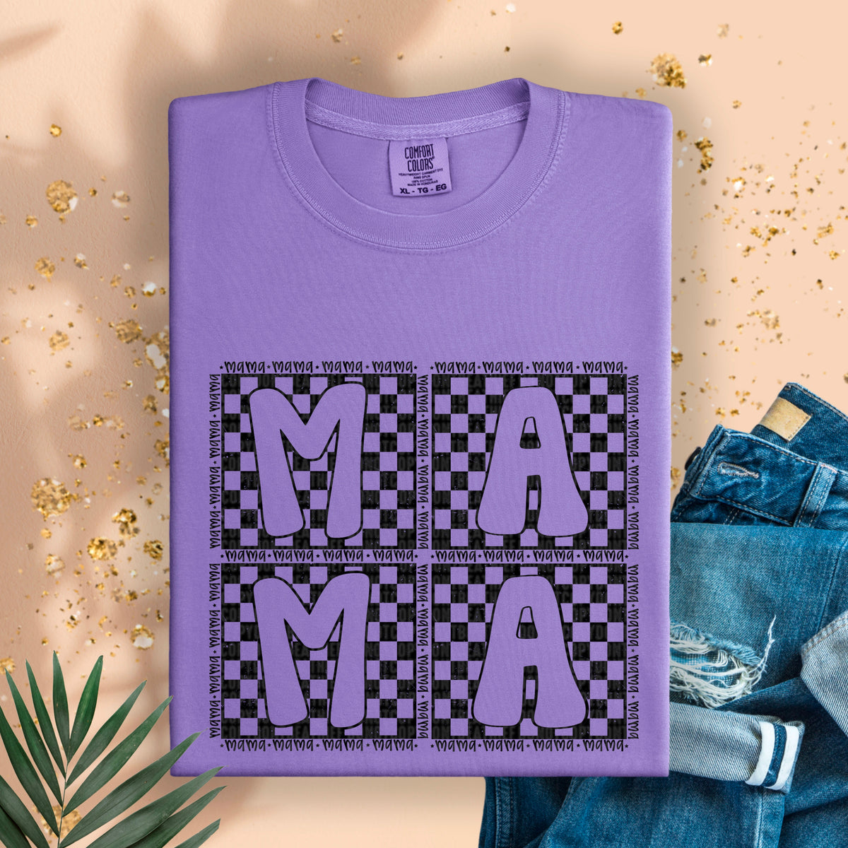 Mama checkered blocks 95187 DTF transfer