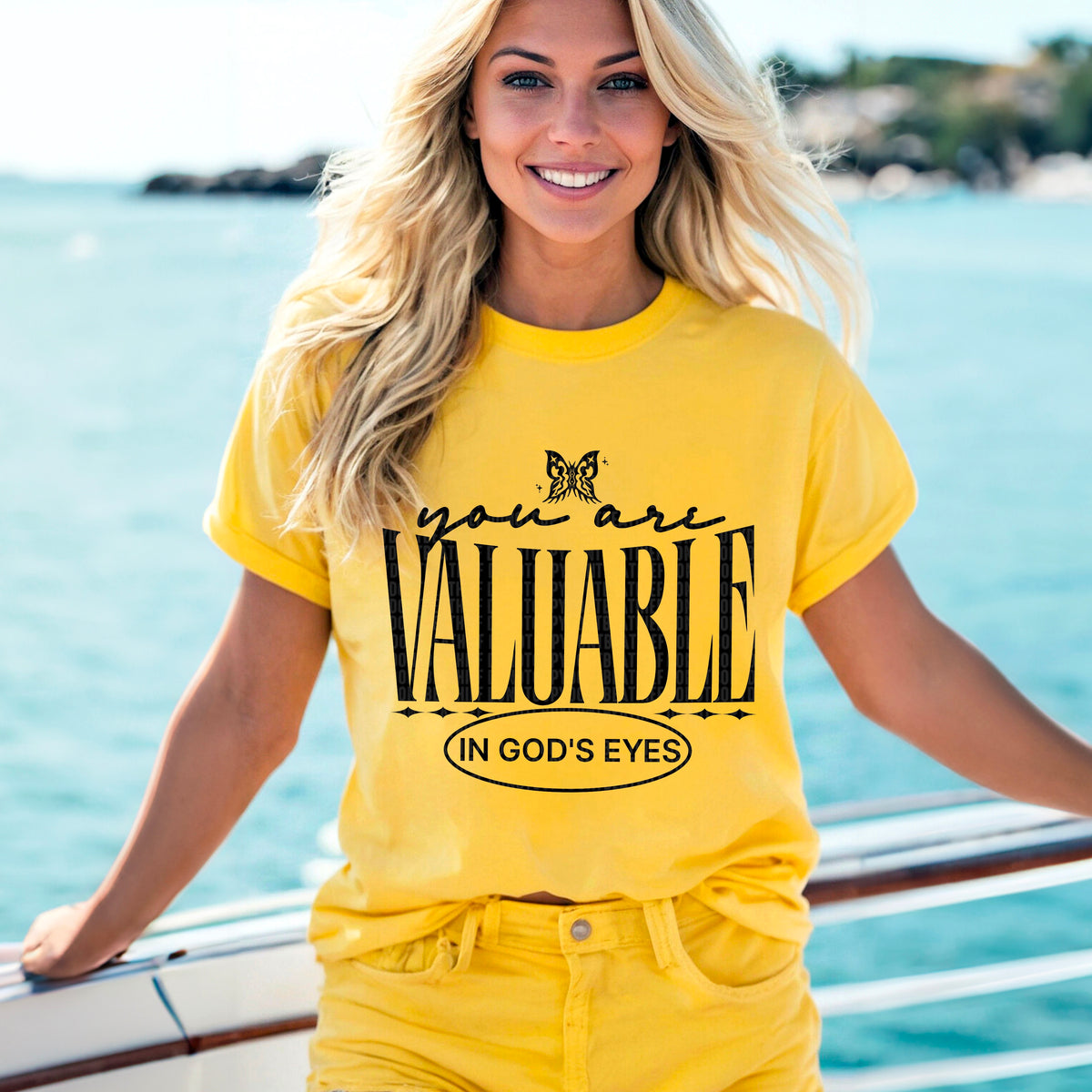You are valuable in gods eyes black 91589 DTF transfer