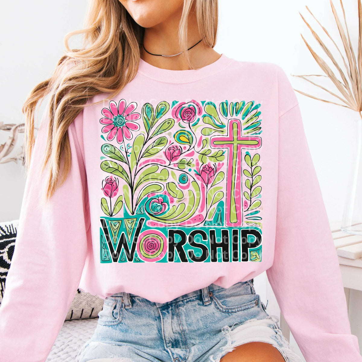 Worship abstract florals (Irene) DTF transfer