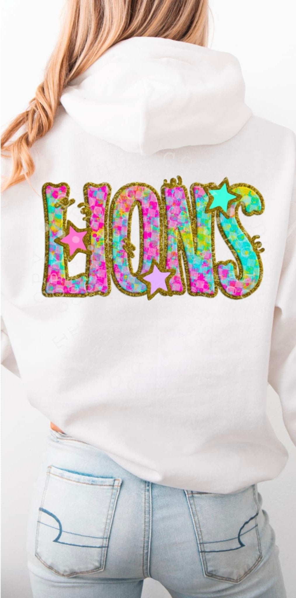 Lions colorful checkered (C’s) 91526 DTF transfer