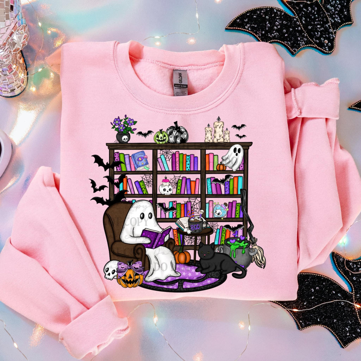 Ghost Library Book Shelves (abd) DTF transfer