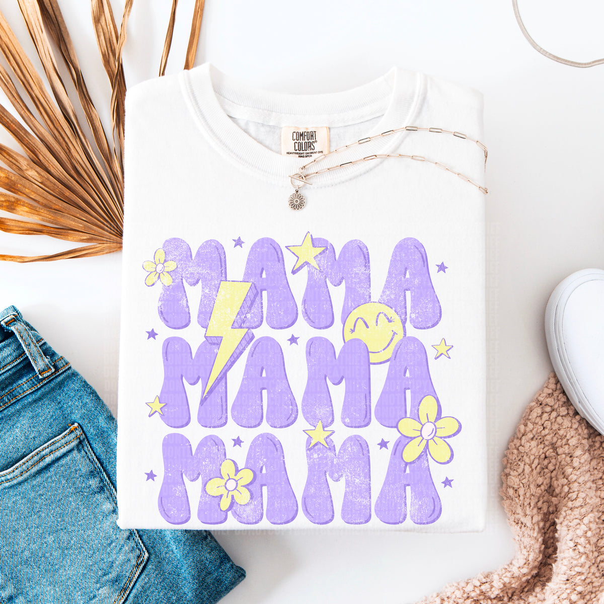 Mama purple and yellow stacked 91781 DTF transfer
