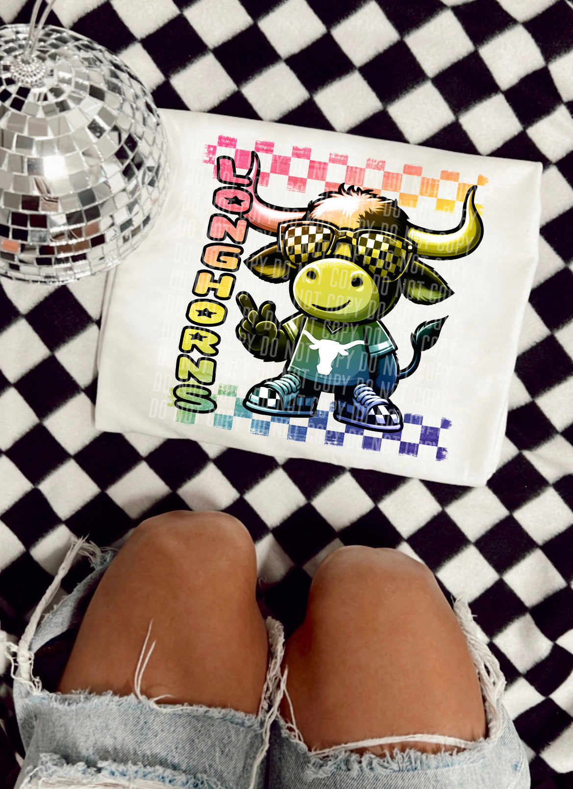 Rainbow Mascot Cartoon Longhorns 30710 DTF transfers