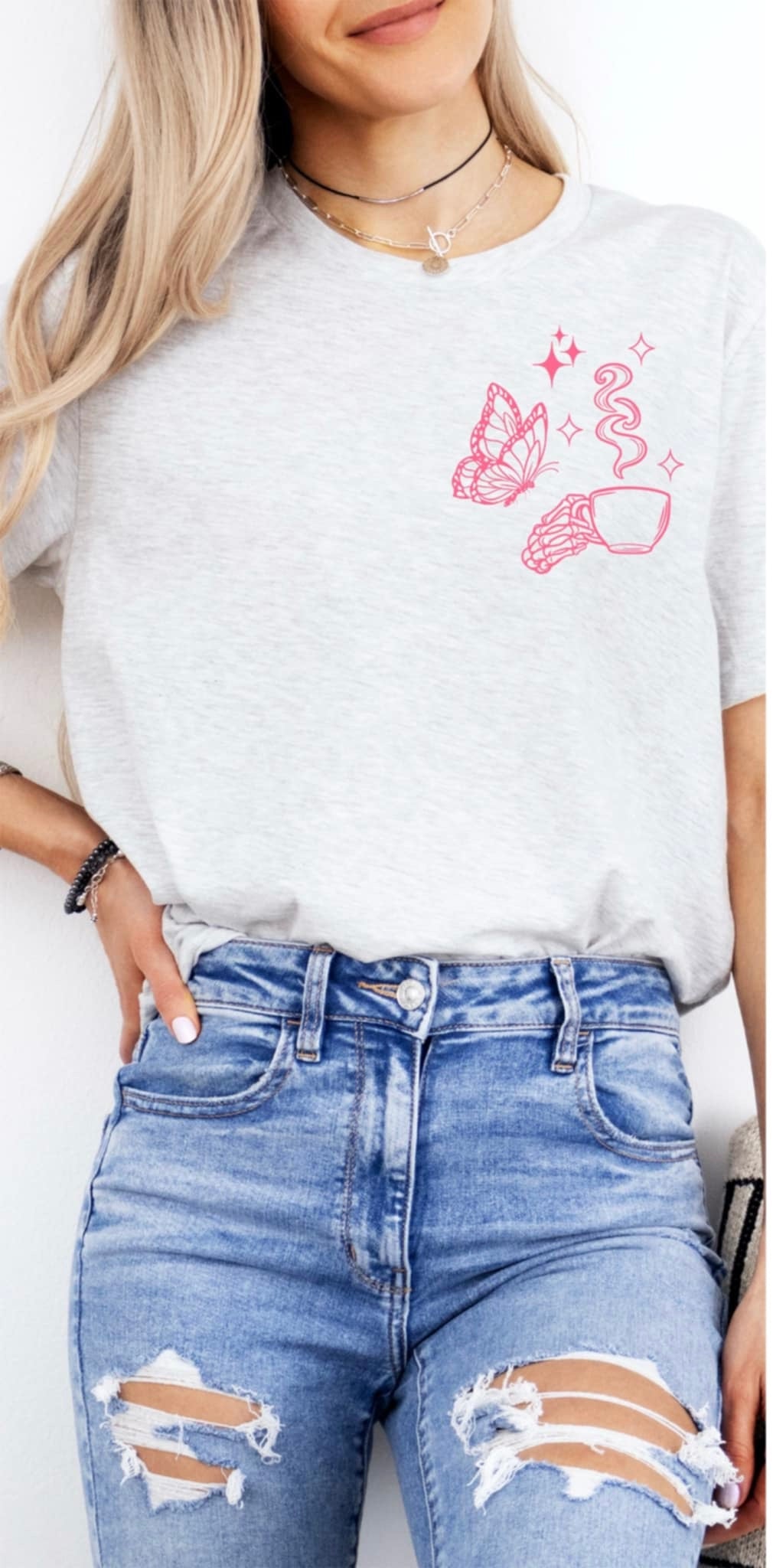 Under caffeinated moms club pink pocket (ABD) 93187 DTF transfer