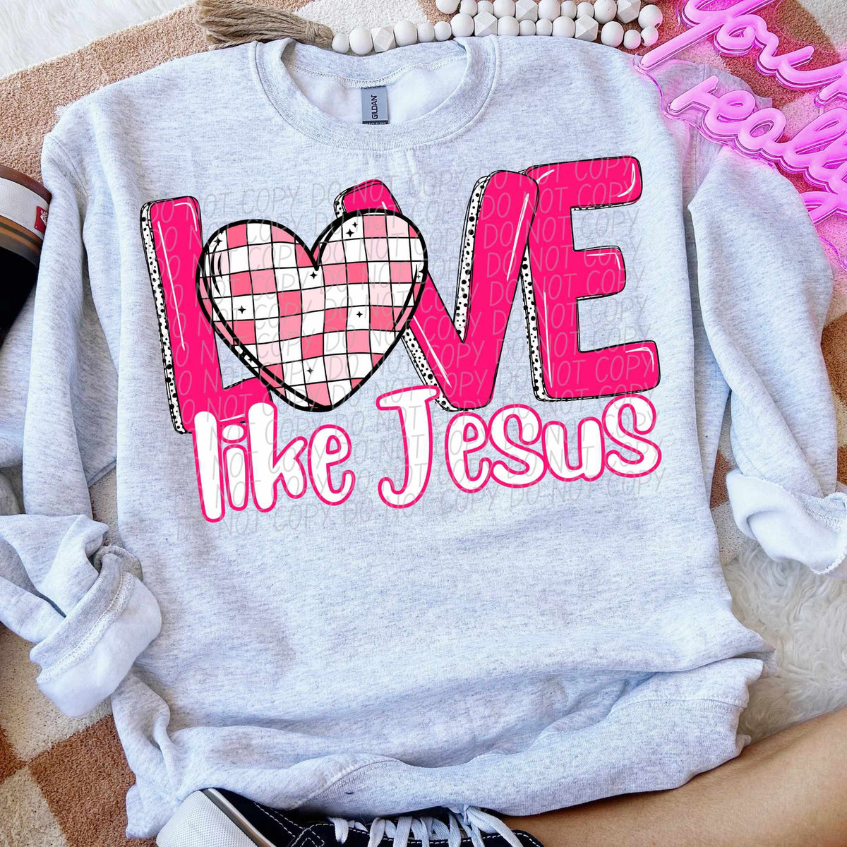 Love like Jesus checkered heart (CITY) 75755 DTF transfer
