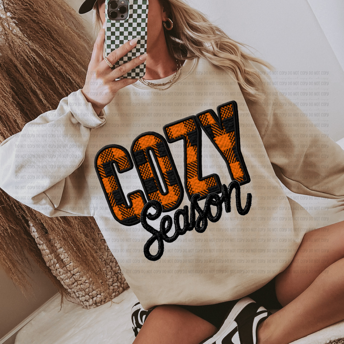Cozy season orange and black plaid (revel) DTF Transfer