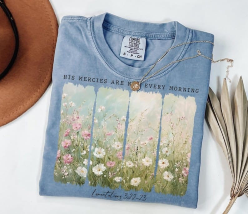 His mercies are new every morning spring rectangles 87745 DTF transfer
