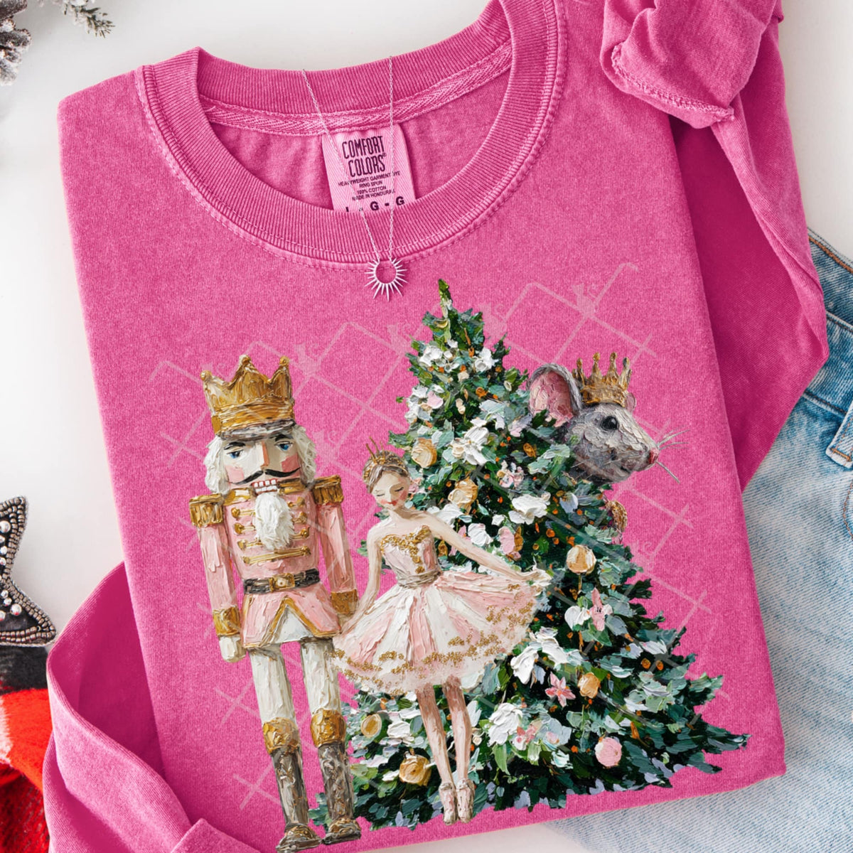 Faux Paint Christmas Nutcracker and tree (TTD) DTF Transfer