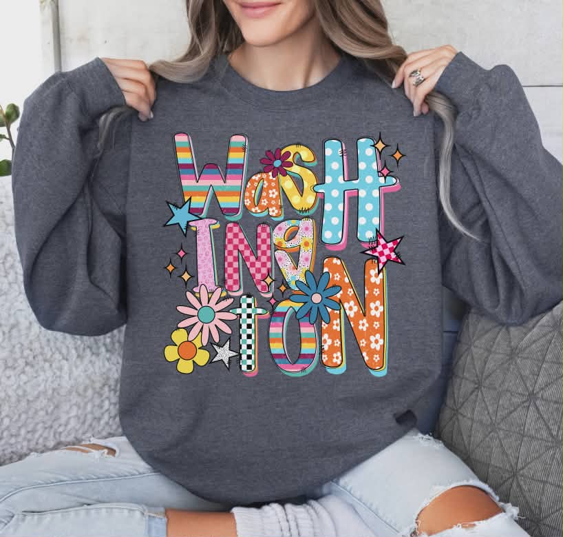 Washington colorful stars and flowers (S&G) DTF Transfer