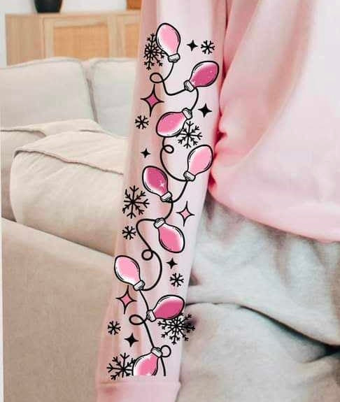 Merry black and red bulbs sleeve (CSC) 64099 DTF transfer