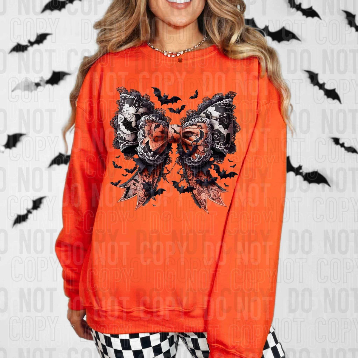 Halloween bow with lace and bats (SBB) DTF transfer