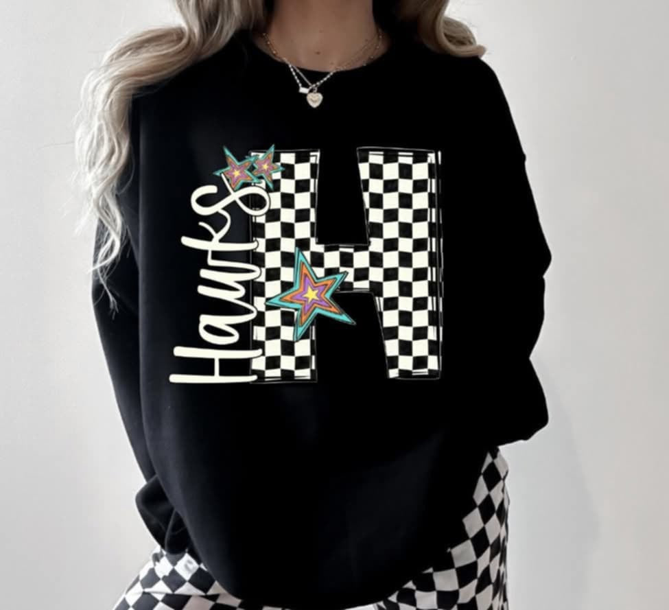 H hawks checkered with stars (S&G) 87089 DTF transfer