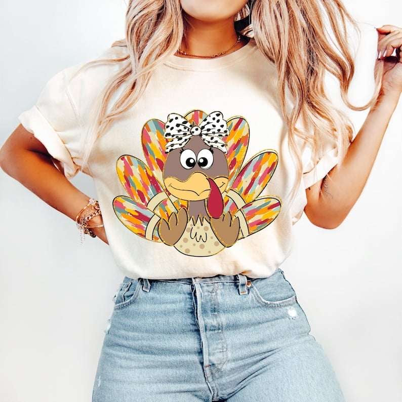 Brushstroke turkey Dalmatian bow 62149 DTF transfer