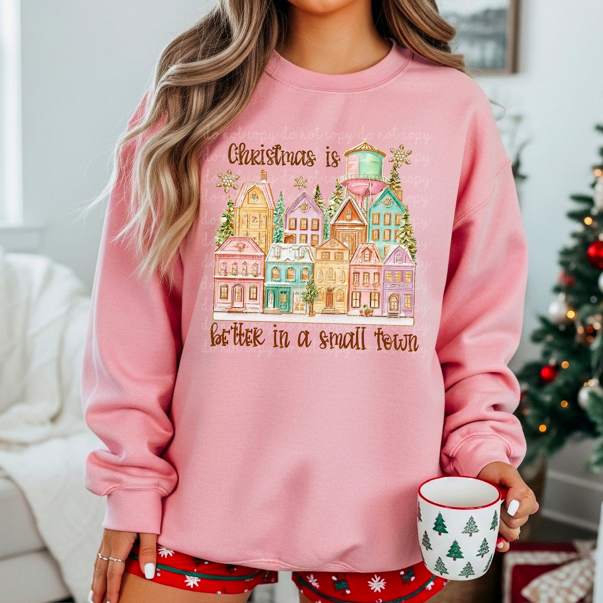 Christmas is better in a small town pastels 117458 DTF Transfer
