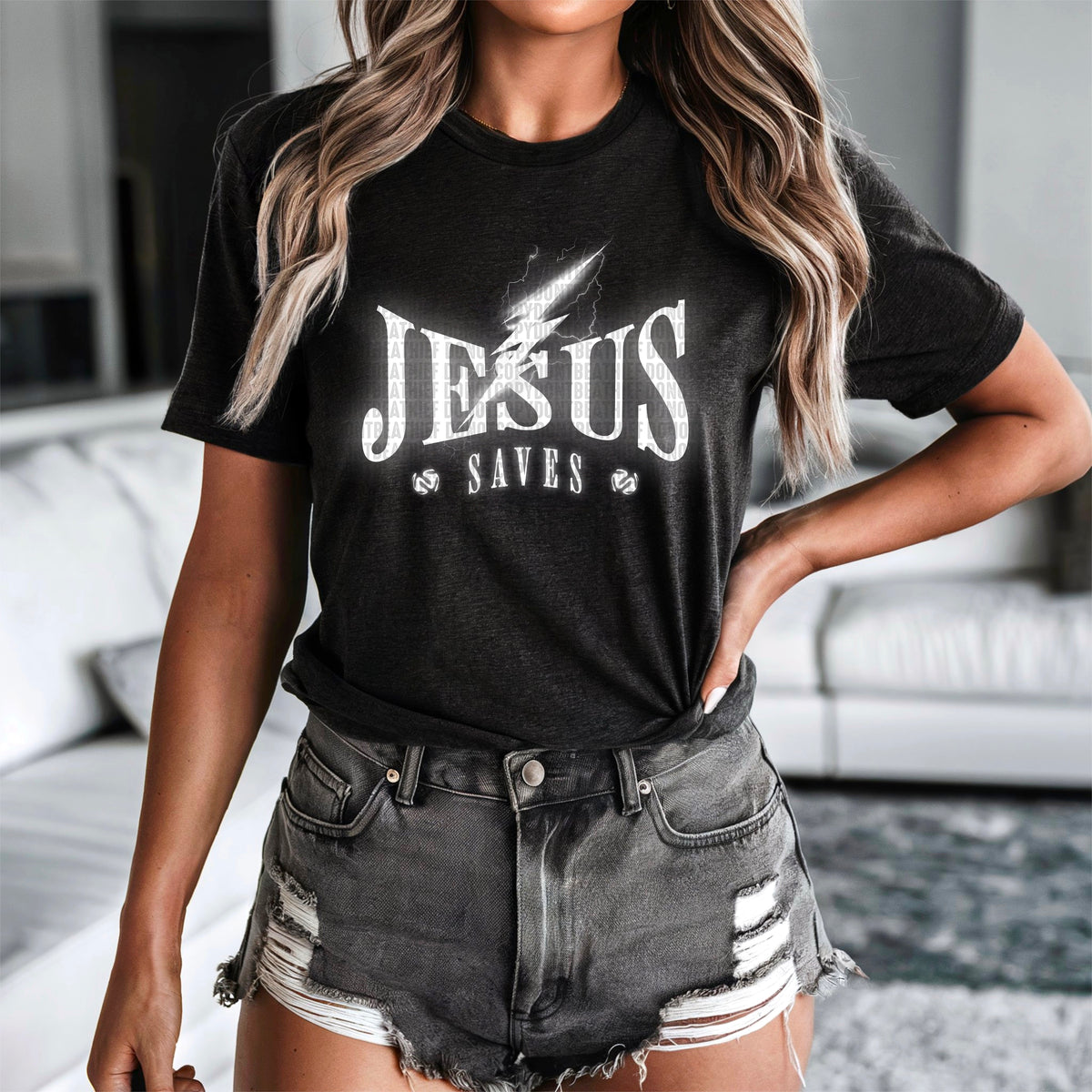 Jesus saves white font 93550 DTF transfer