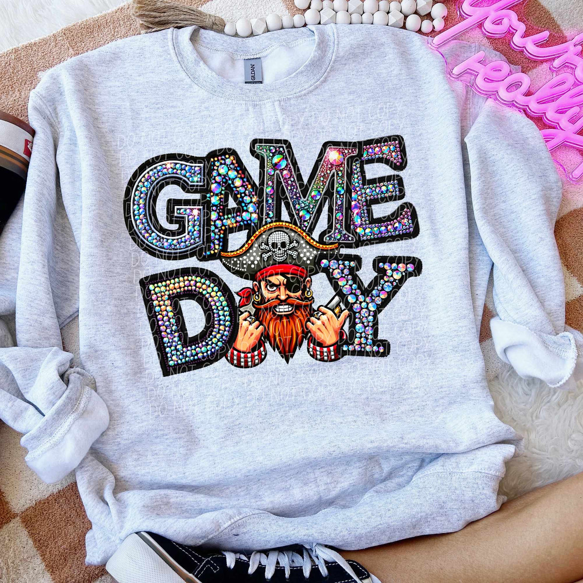 Game day pirates rhinestone colored mascot (CITY) 44396 DTF transfer