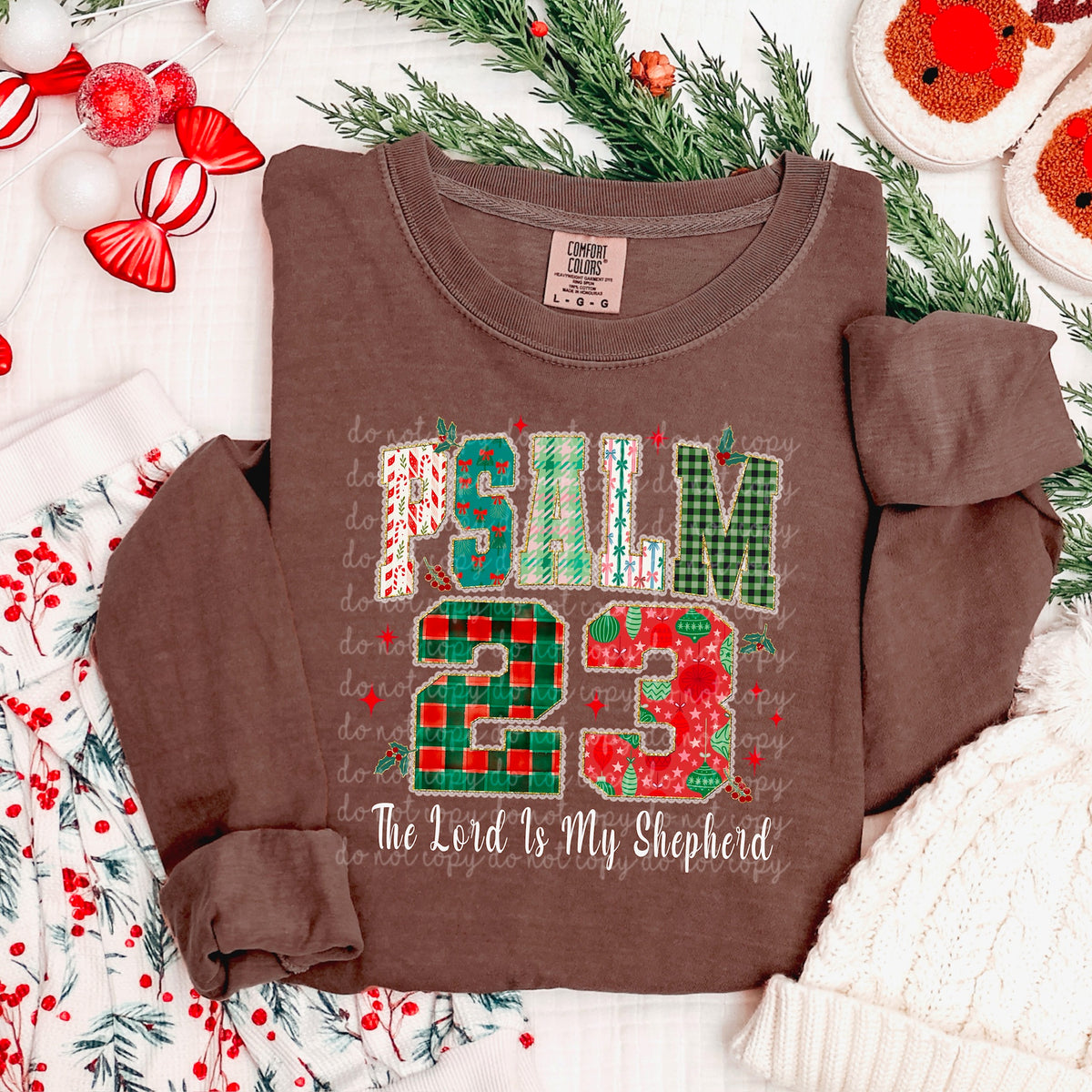 Psalm 23 white cursive DTF transfer