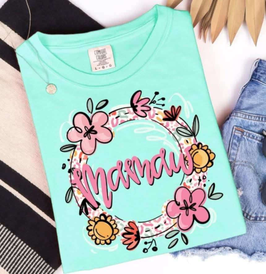 Mamaw pink floral circle (S&G) 96506 DTF transfer