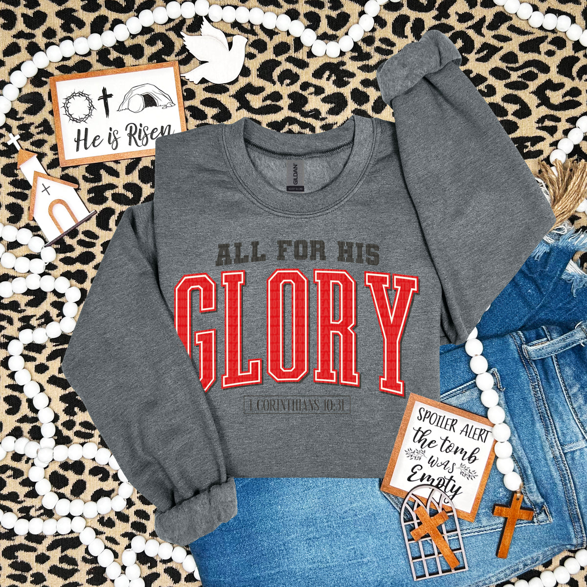 All for his glory red font 94892 DTF transfer