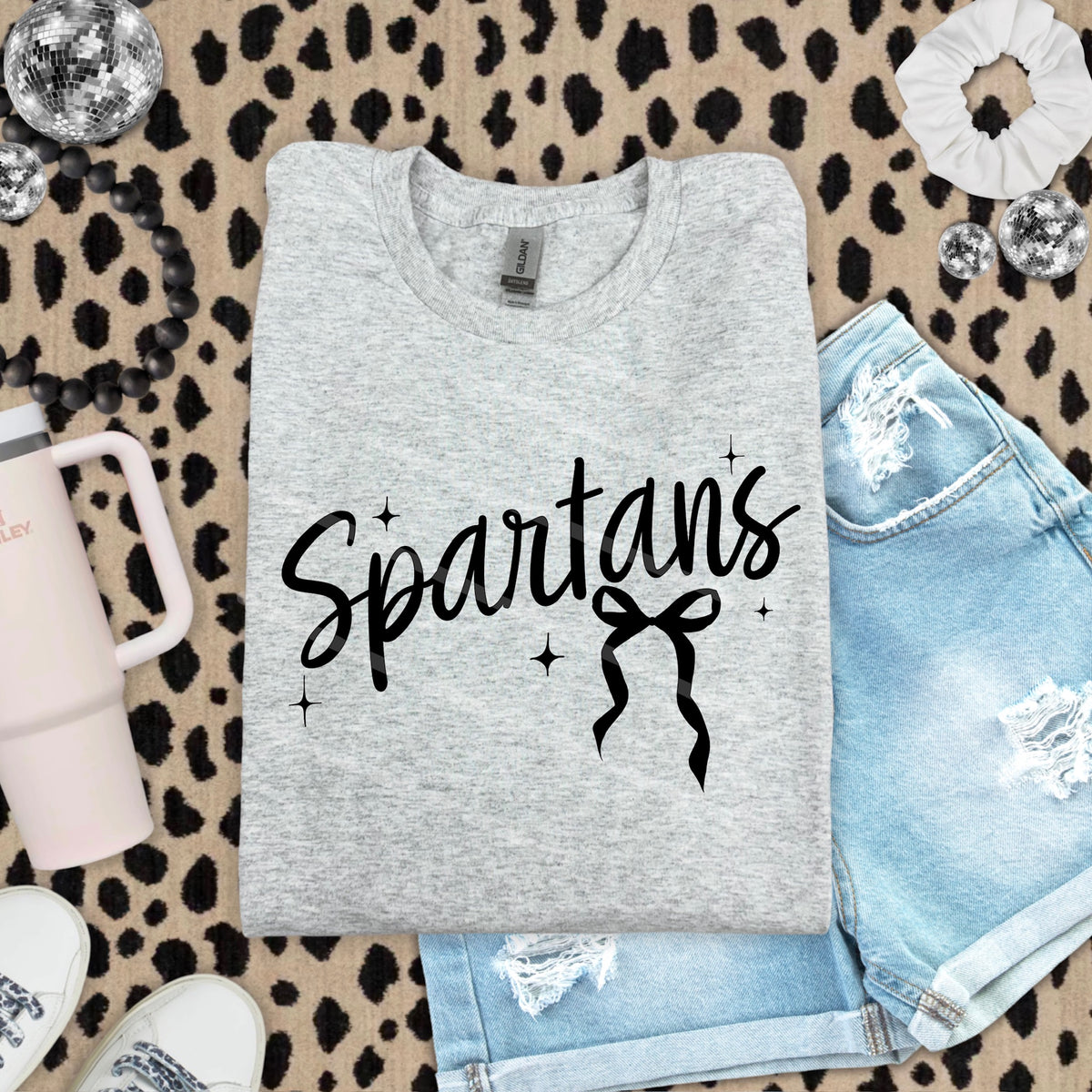 Spartans Mascot with Black Bow scarlow 110229 DTF transfer