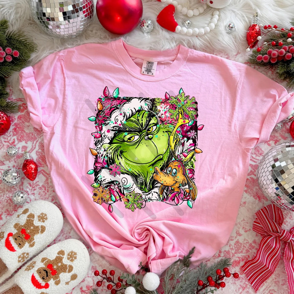 Green guy and reindeer sunday special DTF transfer