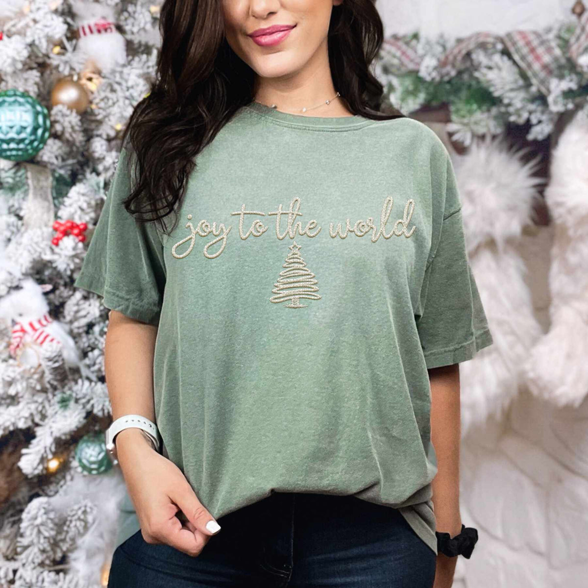 Joy to the world ivory embroidery (HW) 67109 DTF transfer