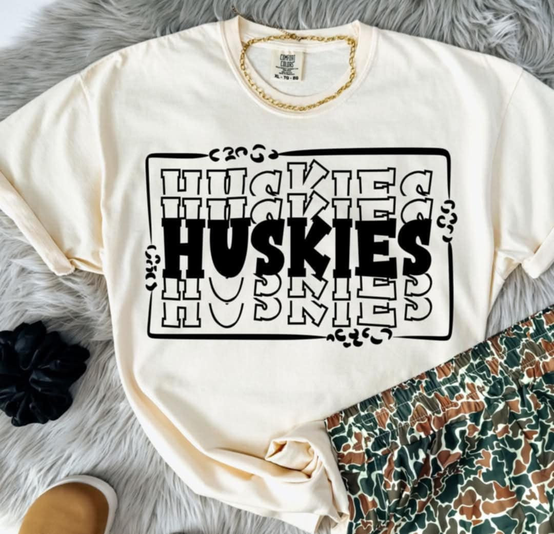 Huskies stacked with frame (S&G) 98068 DTF transfer
