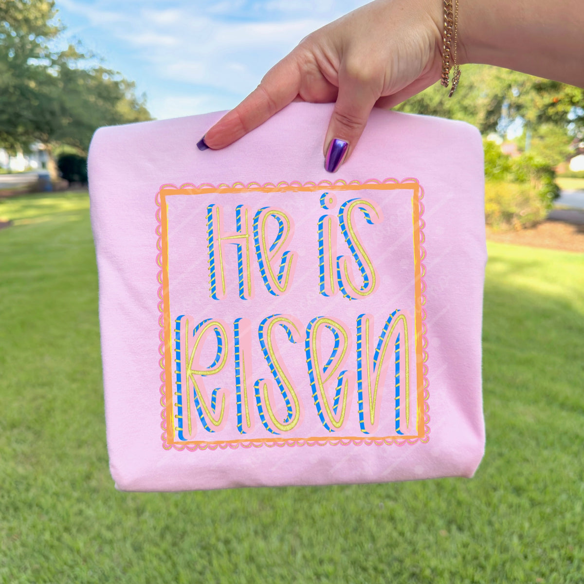He is risen orange square DTF Transfer