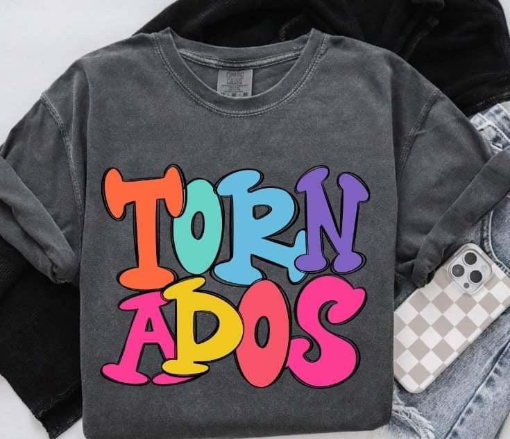 Tornados colorful bubble font (S&G) 64472 DTF transfer