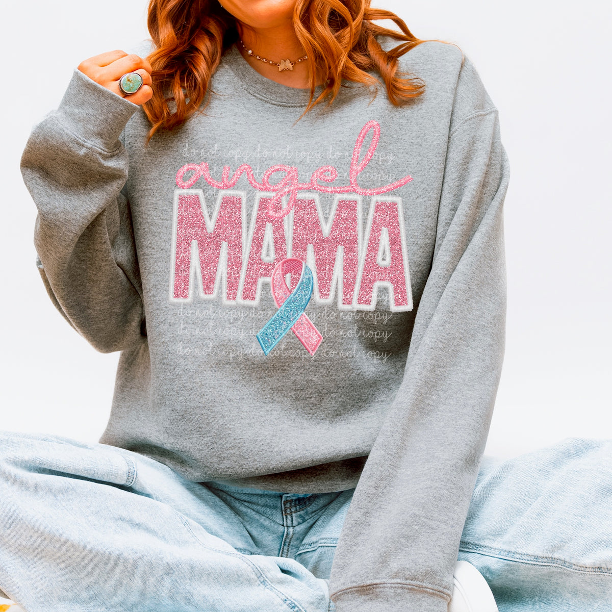 Angel mama pink words 115471 DTF transfer