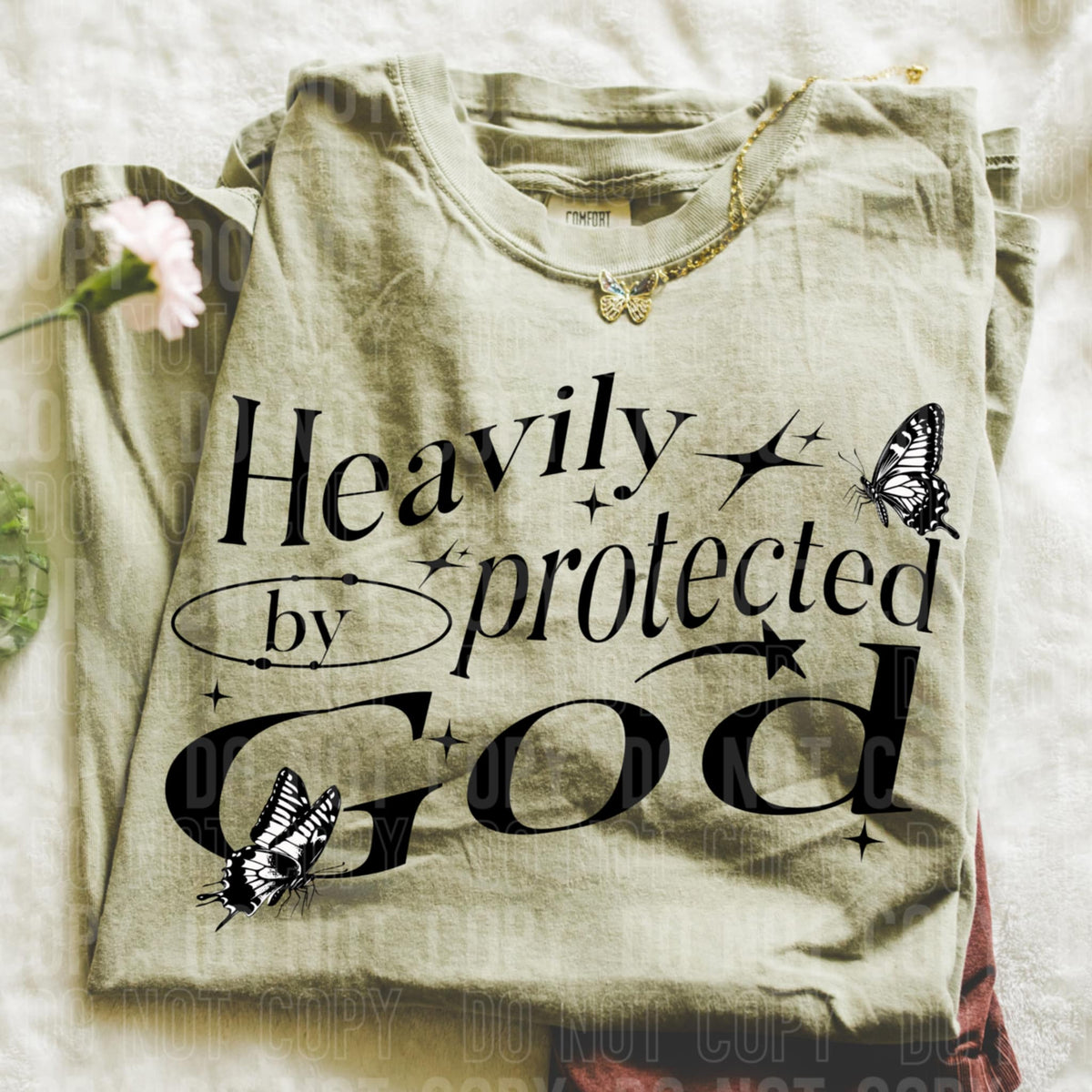 Heavily protected by god BLACK (SBB) DTF Transfer