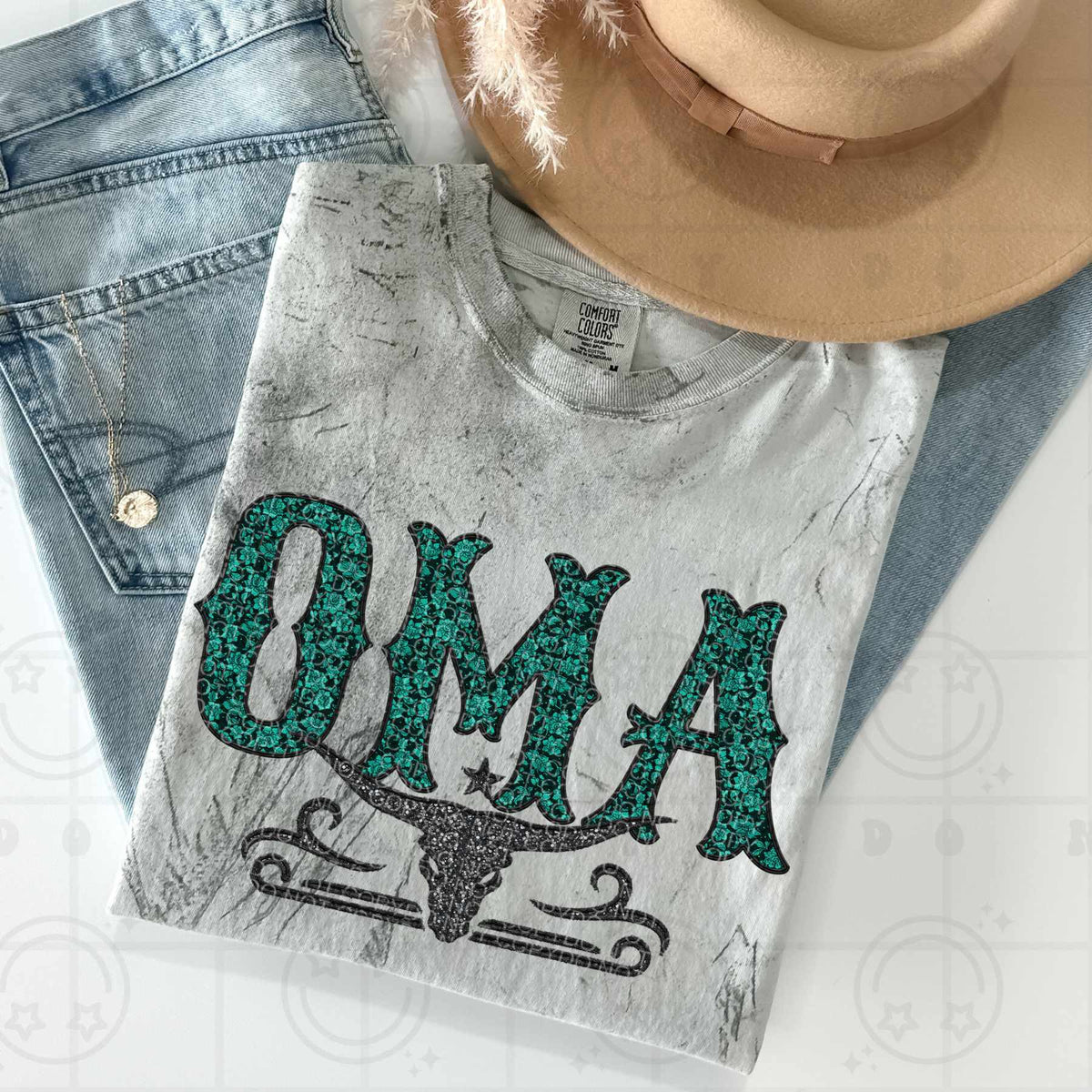 Oma bull skull (HW) 84491 DTF transfer