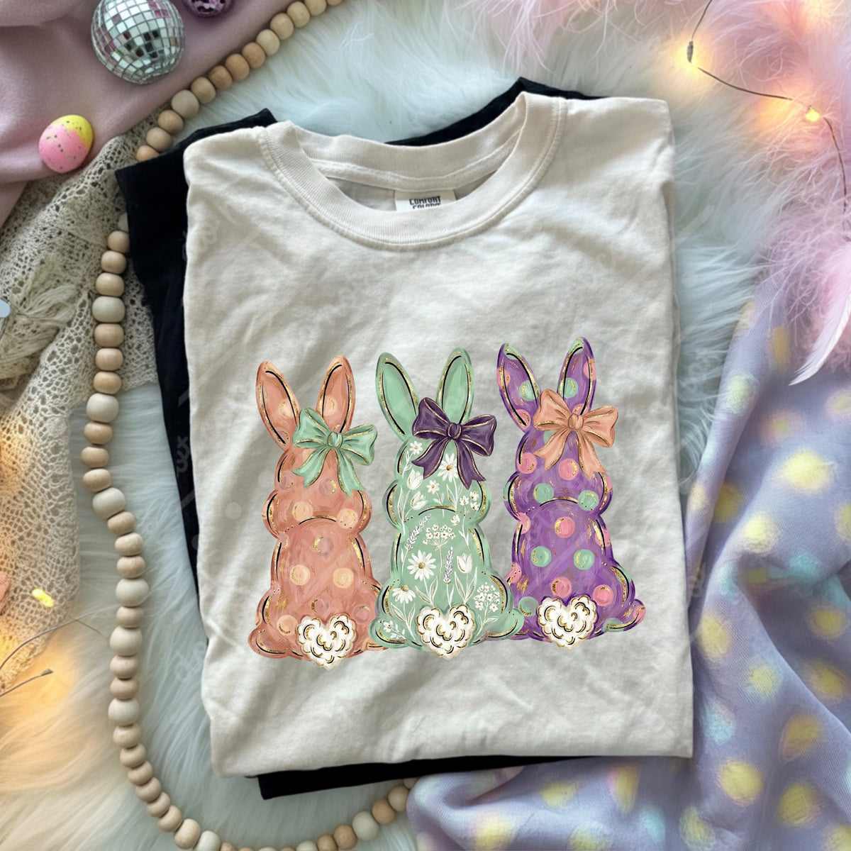 Three Bunny Backs DTF transfer