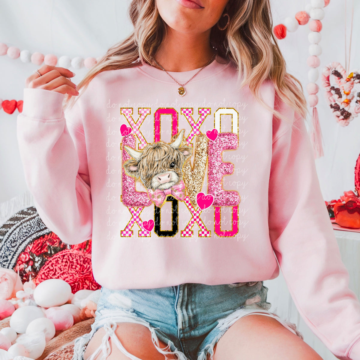 Xoxo Love Highland Cow 117451 DTF Transfer