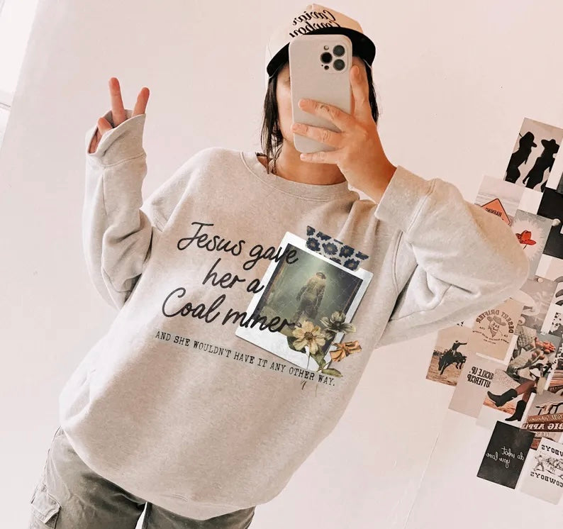 Jesus gave her a coal miner 98587 DTF transfer