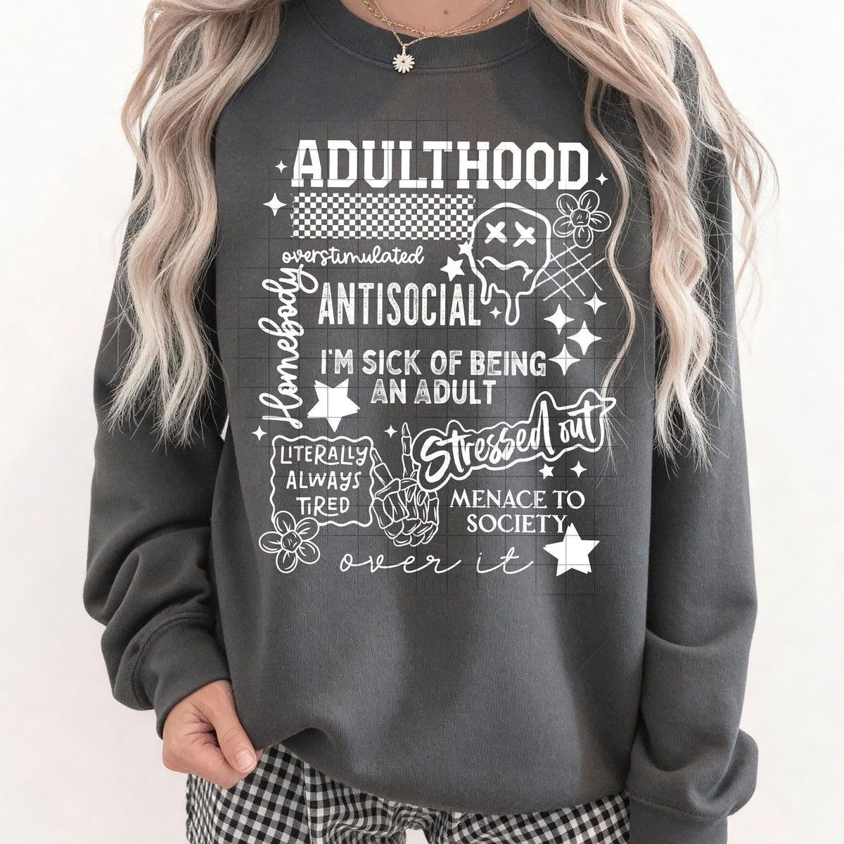 Adulthood all white (CSC) DTF Transfer