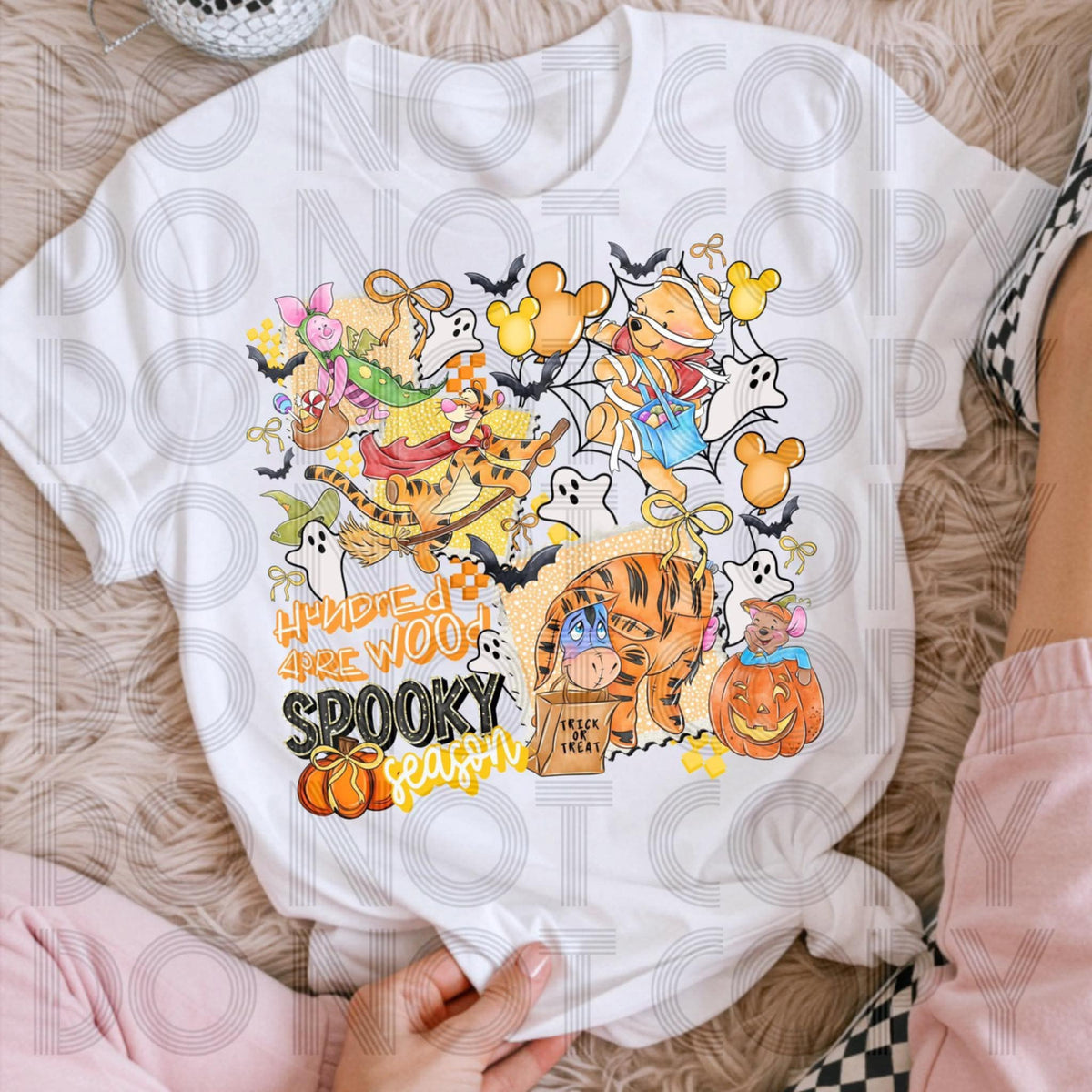 Bear and friends spooky season collage  DTF transfer