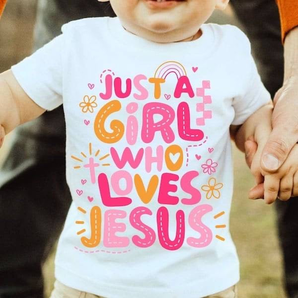 Just a girl who loves Jesus pink and yellow  (KARTA) 62985 DTF transfer