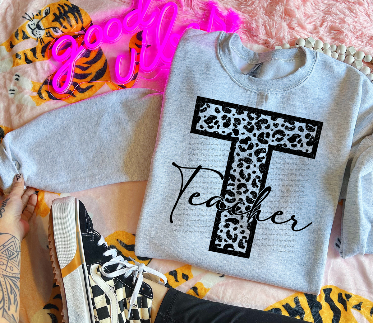 Teacher Black animal print 30416 DTF transfers