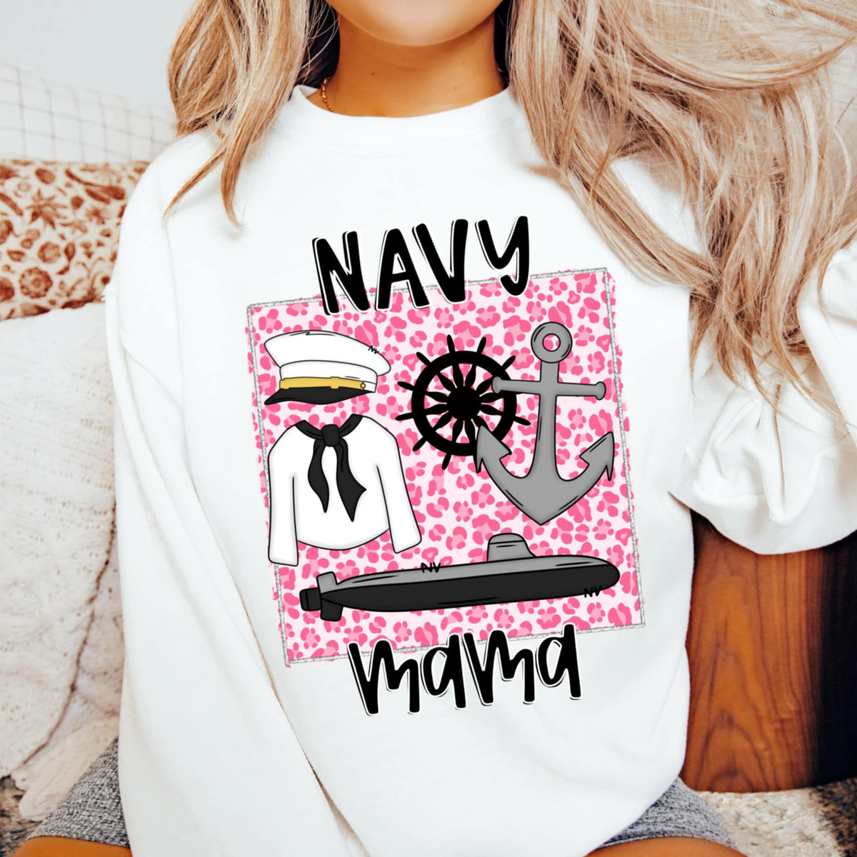 Navy mama pink leopard (CMD) 92175 DTF transfer