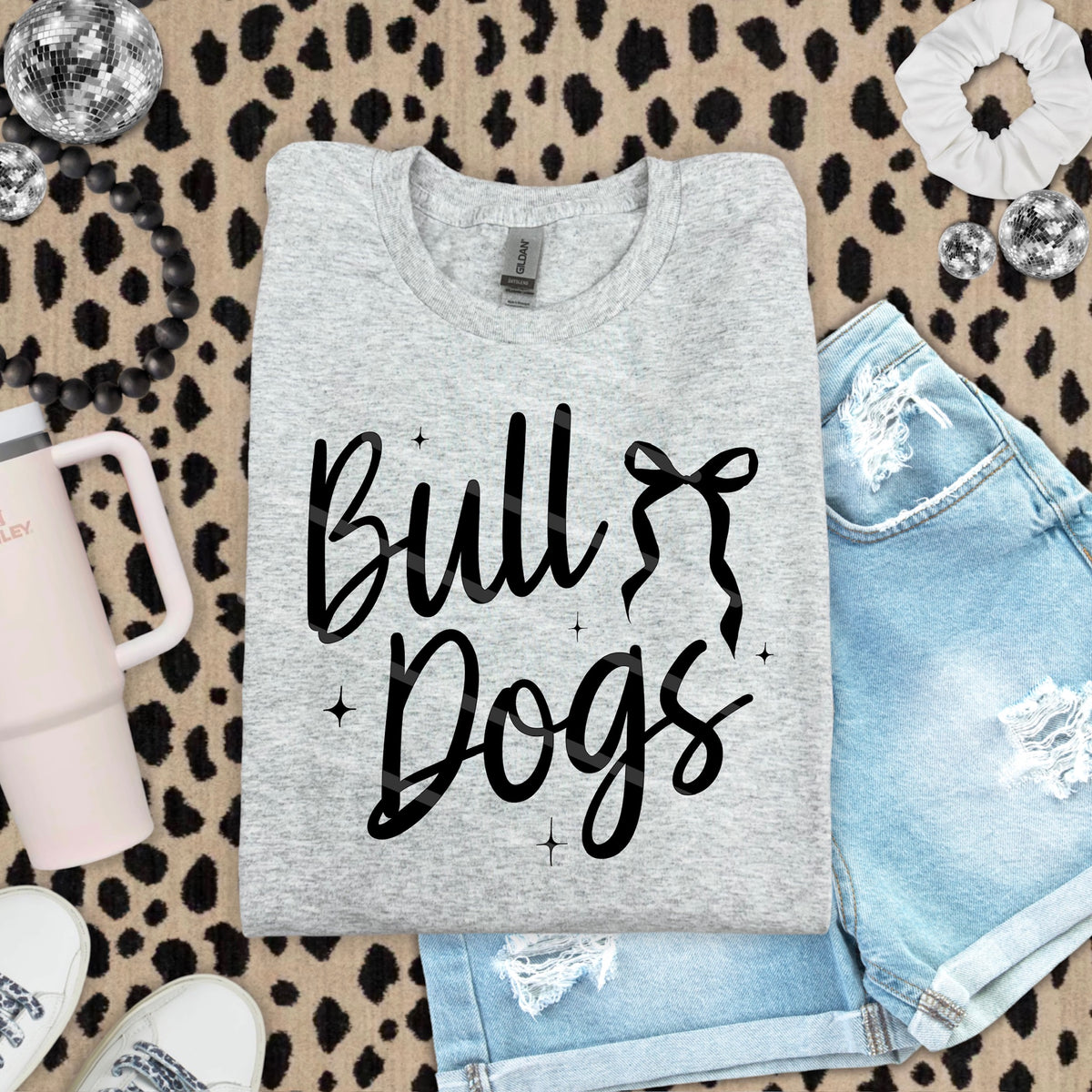 Bulldogs Mascot with Black Bow scarlow 110220 DTF transfer