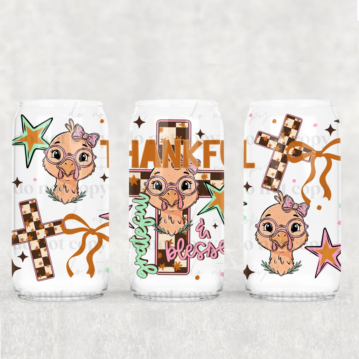 Thankful turkey cross (exclusive) UV DTF WRAP