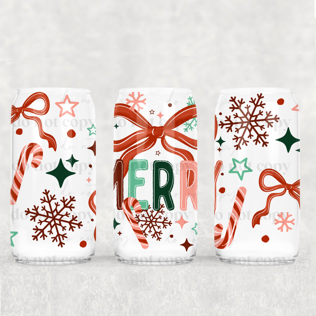 Merry red bow (CSC) UV DTF Transfer