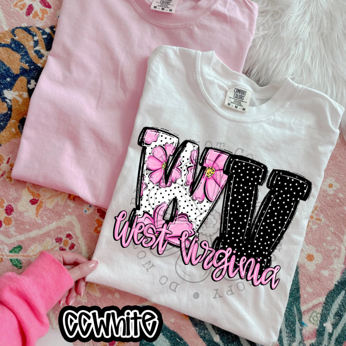 WV West Virginia pink flowers (SWD) 94525 DTF transfer