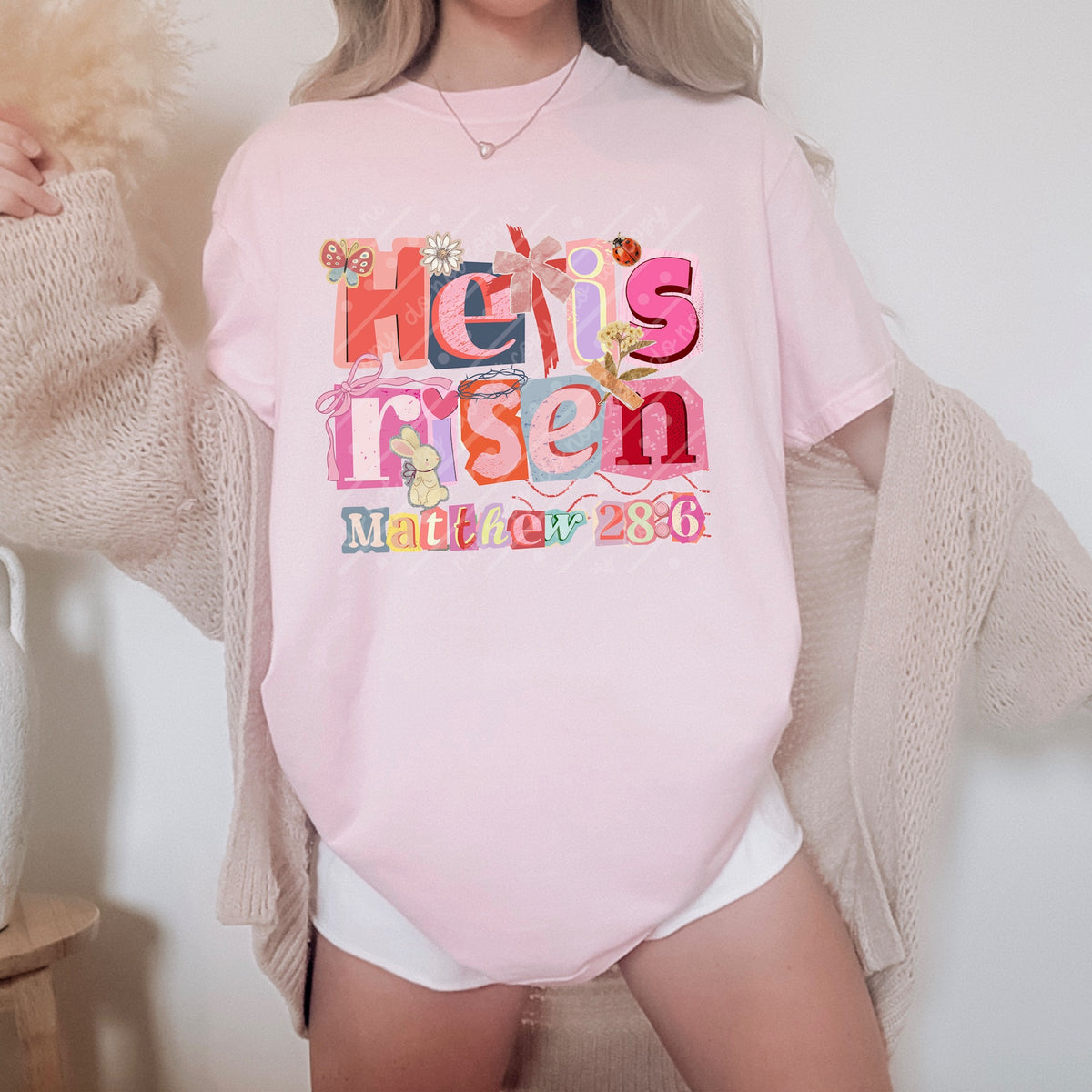 He is risen Matthew 28:6 (magazine font) DTF TRANSFER