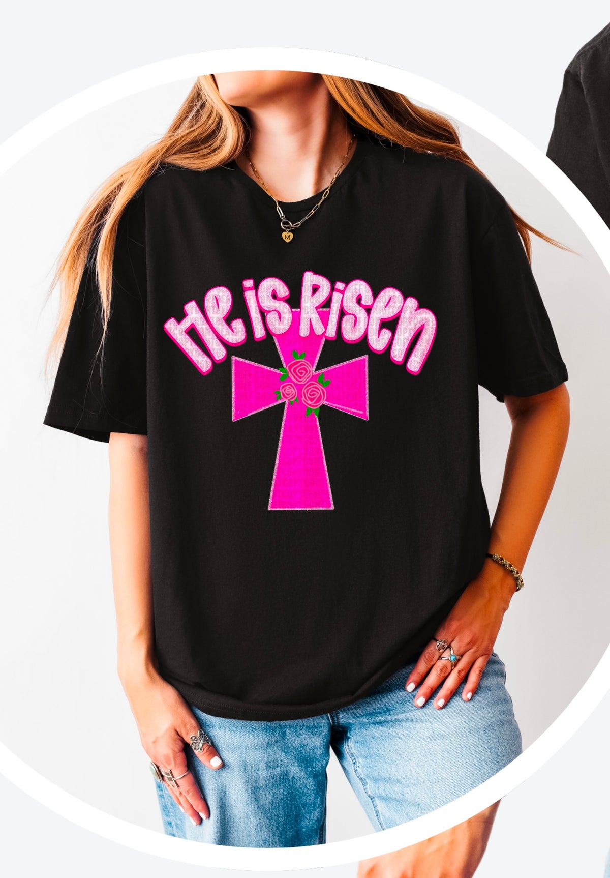 He is risen pink cross 90305 DTF transfer