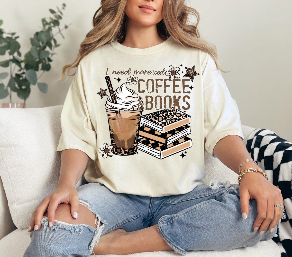I need more Iced Coffee & Books (Linda) DTF Transfer