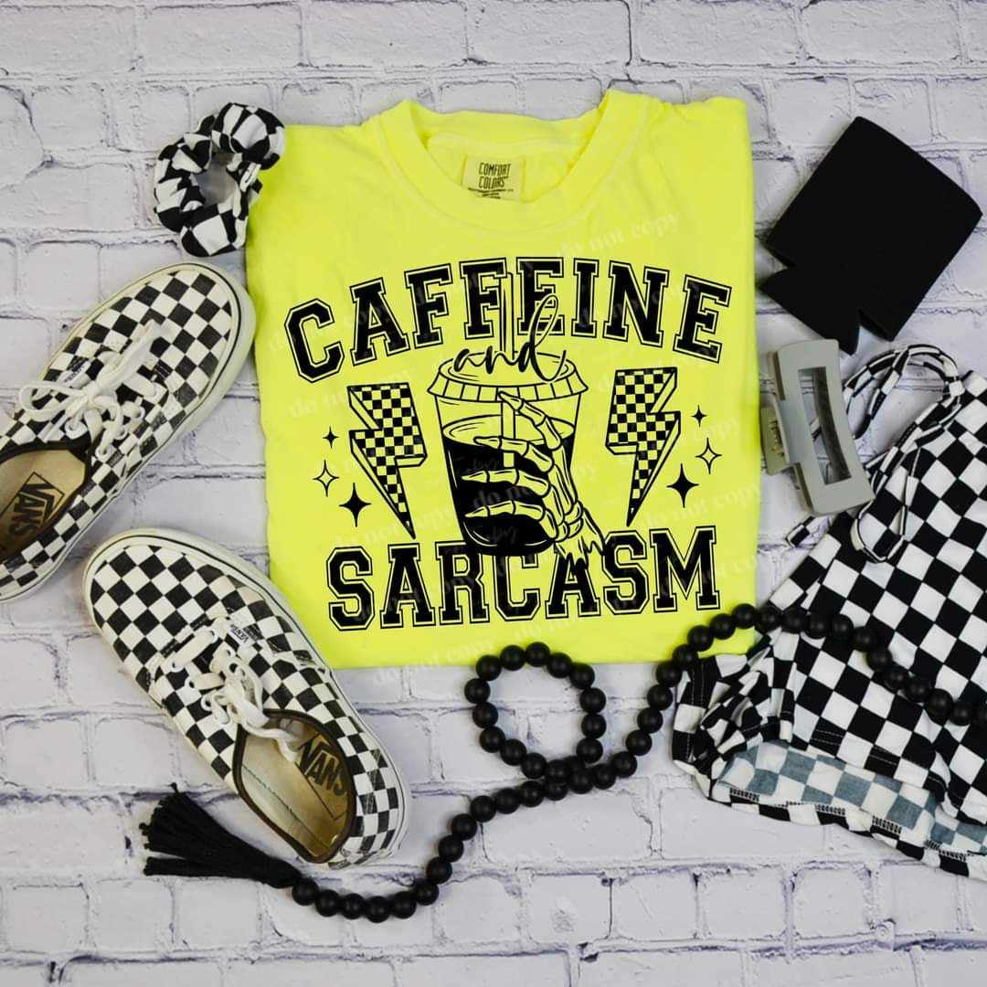 Caffeine and sarcasm BLACK (CSC) 58629 DTF transfer