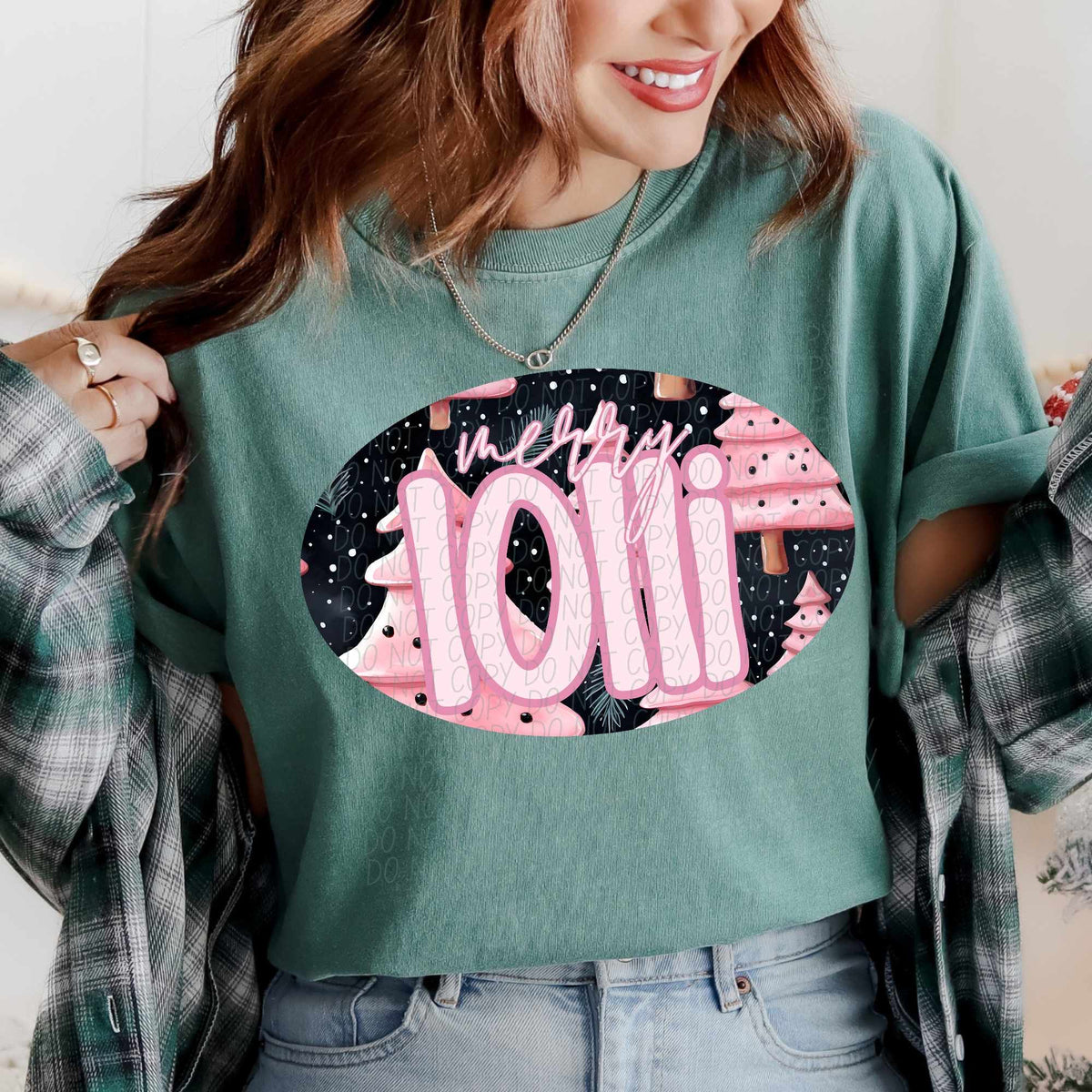 Merry lolli pink trees (CITY) 62311 DTF transfer